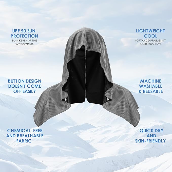 3 Pack Cooling Hoodie Towels for Neck and Face 50 Sun