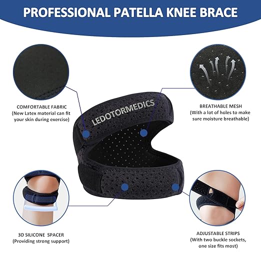 Medical Patella Knee Brace for Knee Pain, Professional Patellar Tendon Support Strap for Men&Women, Knee Brace for Meniscus Tear, Pain Relief, Arthriti(S/M, Navy)