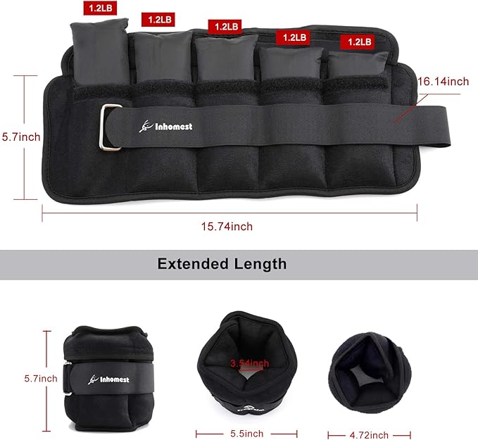 Adjustable Ankle Weights 1-5/10/12 Lbs Leg Weights