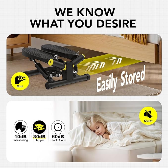 Mini Twist Stepper, Stepper Machine with 330LBS Weight Capacity, Mini Stepper for Full Body Workout, Adjustable Step Height, Smooth and Quiet, Step Machine for Men Women
