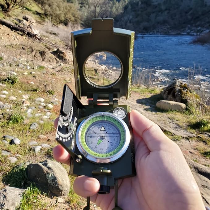 Military Compass with Fatwood Fire Starter for Backpacking