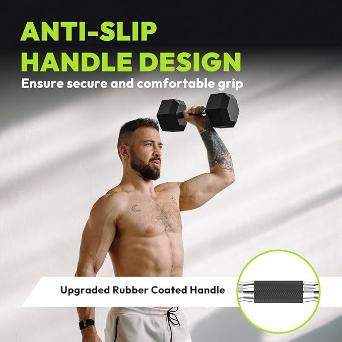 Hex Dumbbell Set, 30-480 lb Set Rubber Encased Exercise & Fitness Dumbbells, Weights Dumbbells Set, Hand Weight for Strength Training