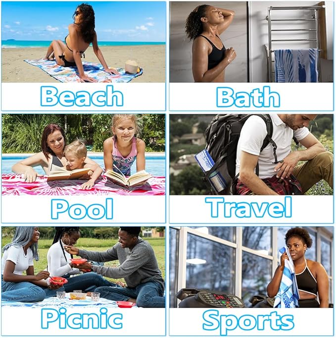 Microfiber Thin Lightweight Beach Towel Sand Free Quick