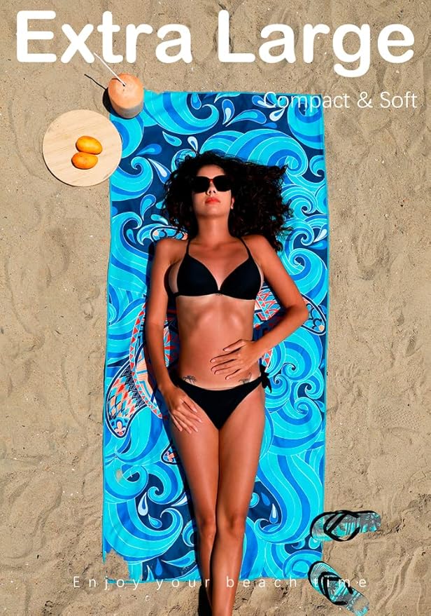 Microfiber Thin Lightweight Beach Towel Sand Free Quick