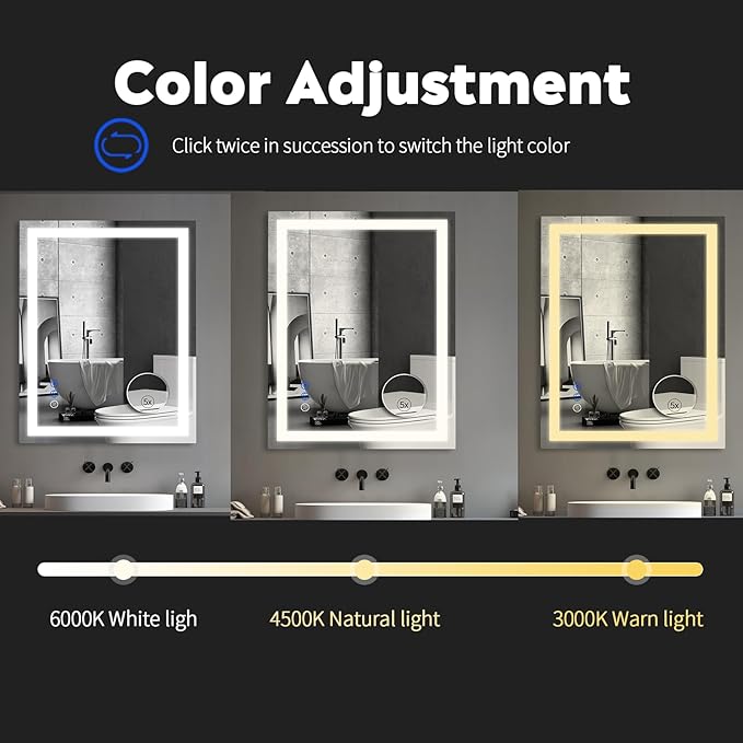 36x28In LED Bathroom Mirror with Lights Mirror