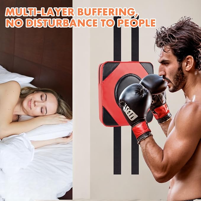 LuiceABC Wall Punching Boxing Pad, Wall Focus Target Foam, Boxing Fitness Wall Punch Bag, Leather and High Elastic Sponge Bag for Sports Training, Adjustable Height