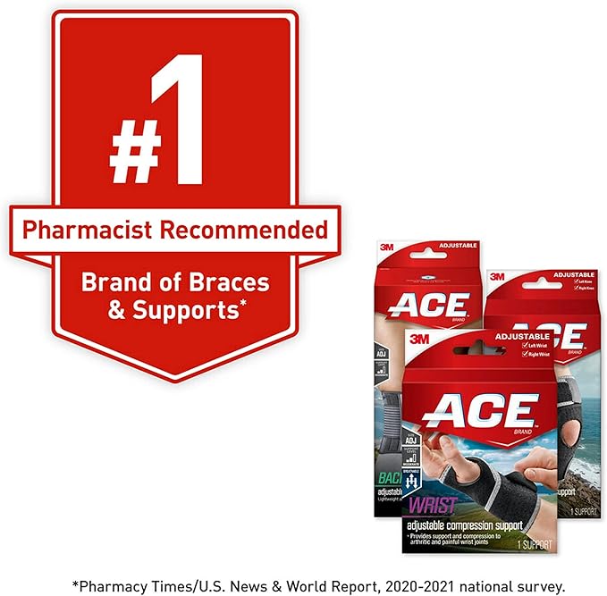 ACE Brand Knee Strap, Adjustable, Black, 1/Pack