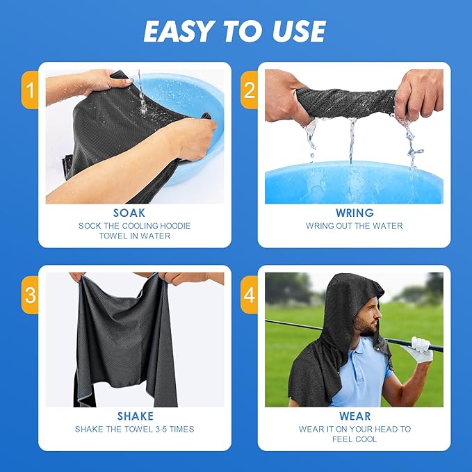 3 Pack Cooling Hoodie Towels for Neck and Face 50 Sun