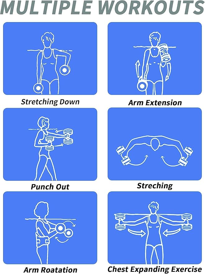 Hikeen Aquatic Exercise Dumbbells Water Dumbbell Pool Resistance Aquatic Fitness Barbells with 4 High-Density EVA Foam Pool Weights Dumbbells, for Water Aerobics Weight Loss