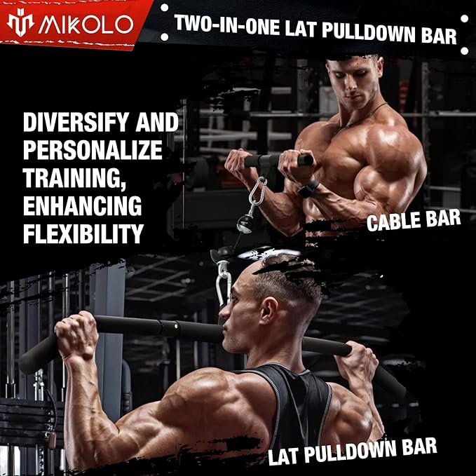 Mikolo Upgraded Weight Lift Pulley System - LAT Pulley Attachments with Adjustable Length Cable for Full Body Training, Home Gym Set, 2023 Version