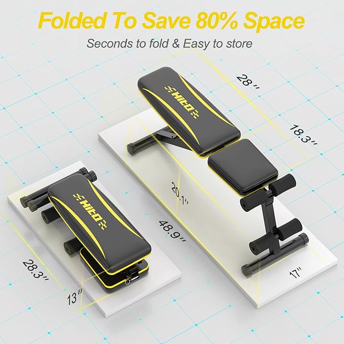 HITOSPORT Adjustable Weight Bench for Full Body Exercise