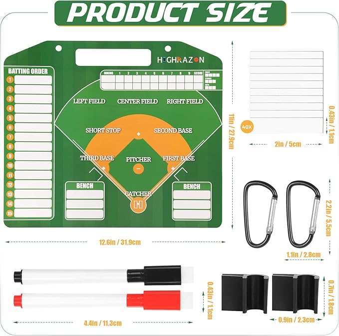 Magnetic Baseball Coach Clipboard 40 Lineup