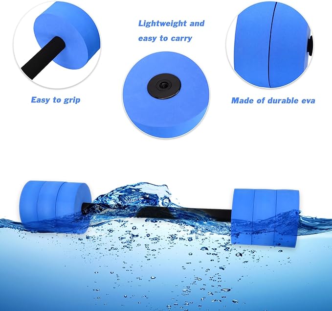 Hikeen Aquatic Exercise Dumbbells Water Dumbbell Pool Resistance Aquatic Fitness Barbells with 4 High-Density EVA Foam Pool Weights Dumbbells, for Water Aerobics Weight Loss