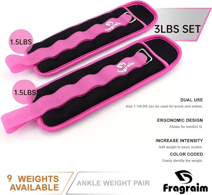 Ankle Weights for Women 1/2/3/4/6/8/10/12/15/20 LBS 1 Pair