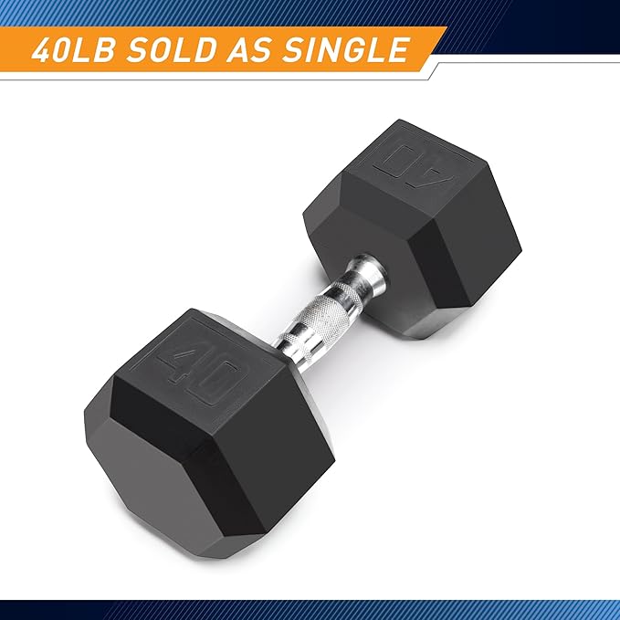 Marcy Rubber Hex Dumbbell - Available for 25lb - 50lb