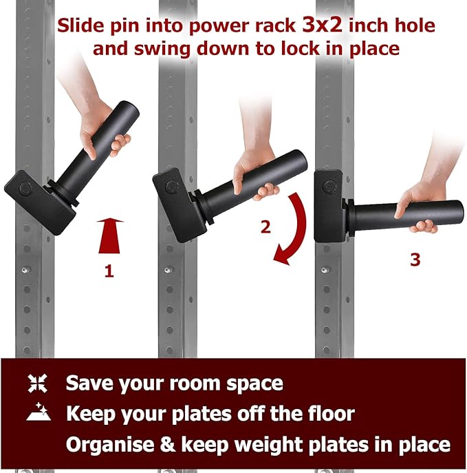 A2ZCARE Weight Plate Holder - Attachment Power Cage Rack for Power Rack - Weight Plates Storage Fit 2-inch Olympic Weight Plates (Set of 4)