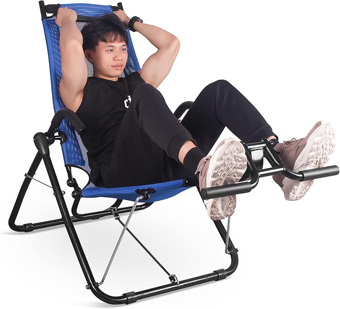 leikefitness Ab Exercise Chair Core Strengthening Lightweight Foldable AB3900(Blue)