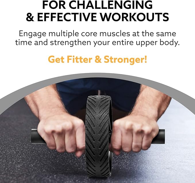 3DActive Ab Roller Wheel with Jump Rope & Knee Mat. Home Gym Exercise Equipment for Abs Workout, Core Training & Cardio Workouts.