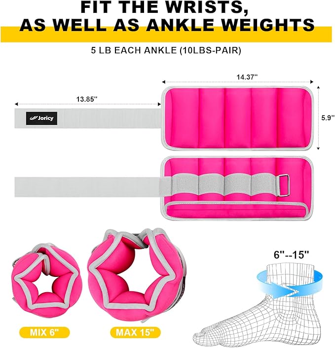 Adjustable Ankle Weights for Women Men 1 Pair 2 4 4 6 6 8 8 10 10 LBS 1-5 LB