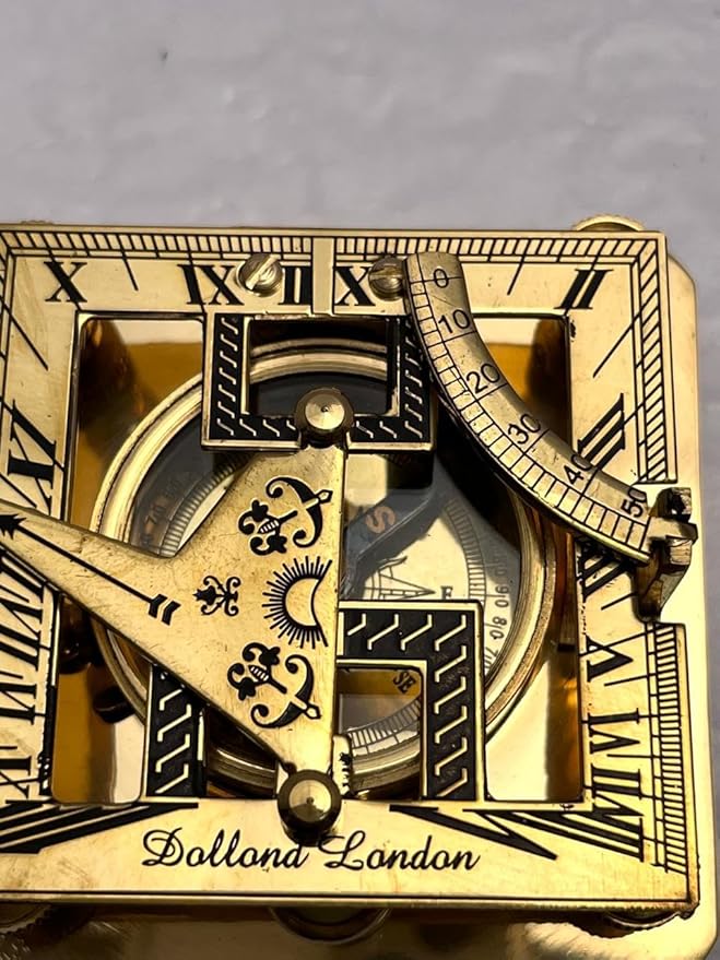 3" Brass Nautical Pocket Sundial Compass for Hiking