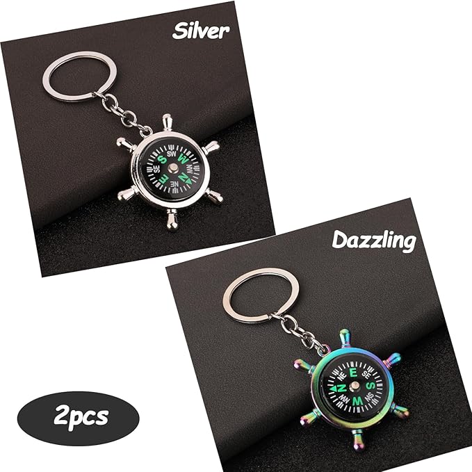 2pcs Compass Keychain