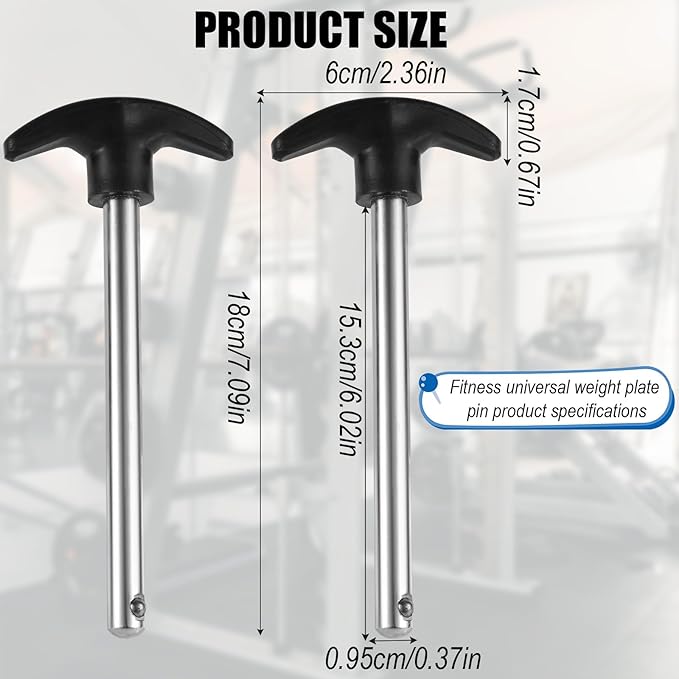 2pcs Weight Stack Pin - 3/8 Inch Diameter 6 Inch Locking Space Universal Selector Loading Pin for Home Gym Exercise Machine Accessories