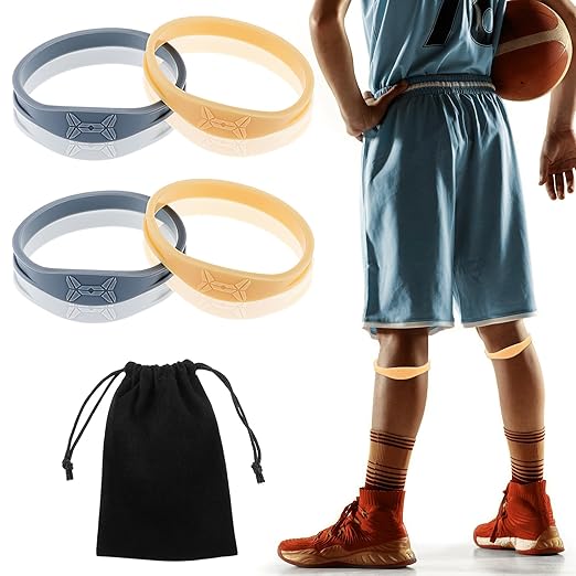 4Pcs Silicone Patella Bands for Knee Pain,Fine Knee Strap Patella Tendon Support, Elastic Patellar Knee Brace Strap Fixed Basketball Patella Band Rings for Running Soccer Hiking Jumpers