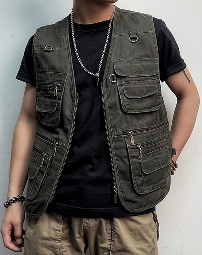 Men's Lightweight Utility Fishing Vest V Neck Safari Photographer Vests