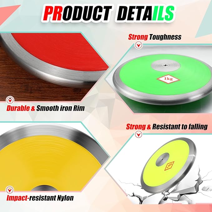 4 Pcs Sports Training Discus 1kg 1.5kg 1.75kg 2kg Discus