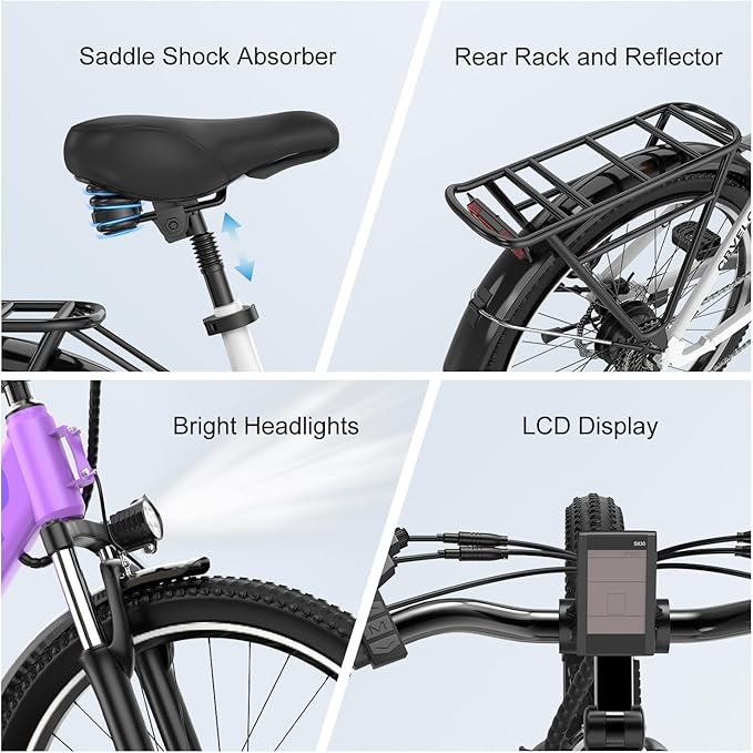 1000 Peak Electric Bike for Adults,up 80 Miles Removable Battery Ebike, 26" Electric E Bike with 7-Speed,Adult Electric Bicycles for Commute Beach Snow Womens All Terrain