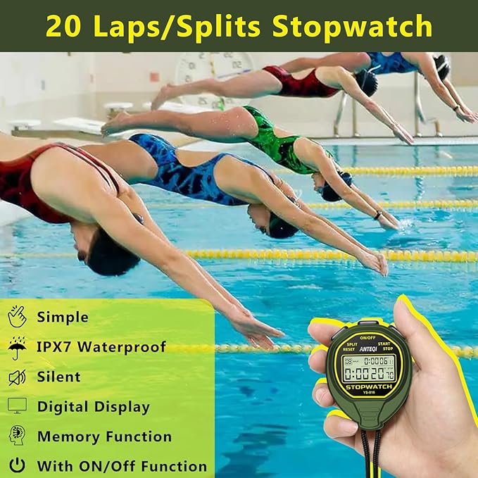 20 Laps Memory Stopwatch Waterproof