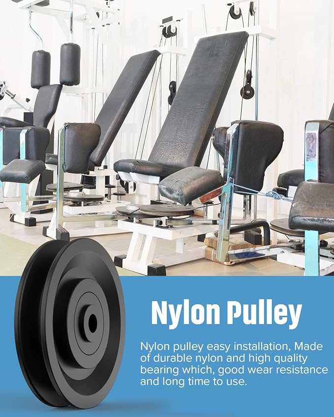 90mm/3.5Inch Universal Nylon Abration Bearing Pulley-Wheel Replace for Home Gym Cable Machine Equipment Part, Load Bearing 330 Lbs, DIY Fitness Weight Lifting Pulley Replacement