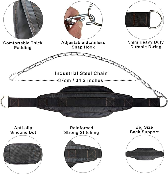 HemeraPhit Weighted Chin Up Belt with Chain Dip