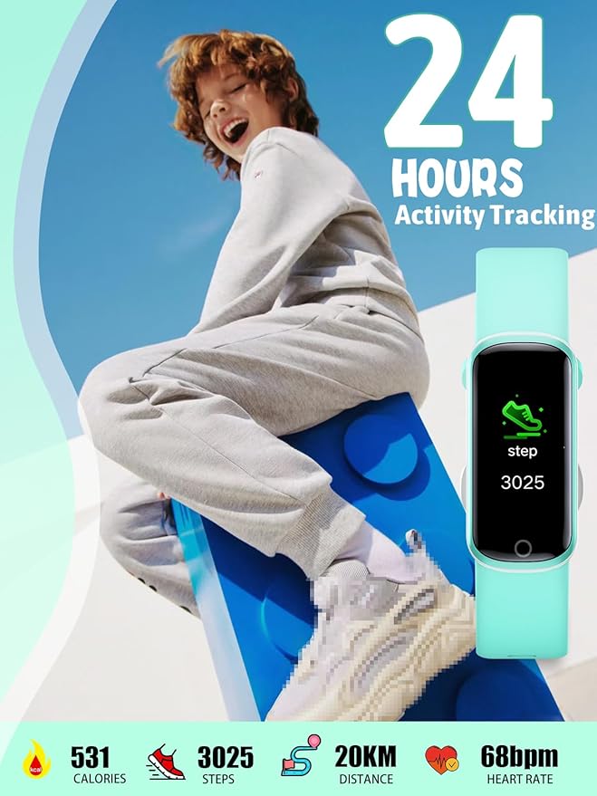 Kids Fitness Tracker,Fitness Watch Waterproof Activity Tracker with HeartRate and Sleep Monitor,Stopwatch,11 Sport Modes,Great Gifts for Girls Boys Kids Age 6-13 Years Olds