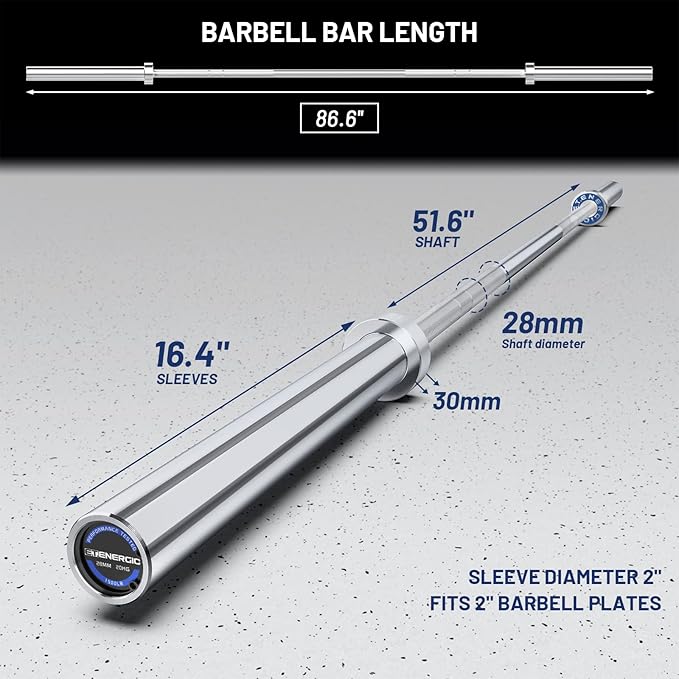 7ft Olympic Barbell Bar 45LB Load 1500-lbs Capacity Available 2" Olympic