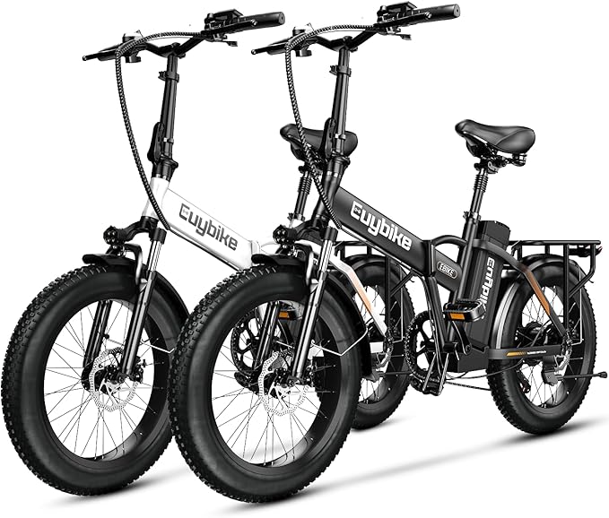 1000W Folding Electric Bike, 48V 20AH Large Removable Battery E Bike, 30+MPH, 80 Miles Max Range, 20" Fat Tire Electric Bike for Adults, Adult Electric Bicycles for Commute Beach Snow