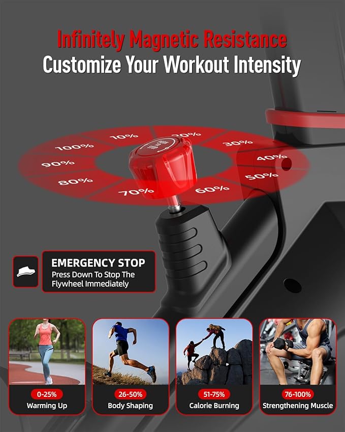 HARISON Semi-Commercial Exercise Bike 400 lbs Capacity, Magnetic Stationary Bikes for Home Gym with Bluetooth & Tablet Holder & Comfortable Seat Cushion