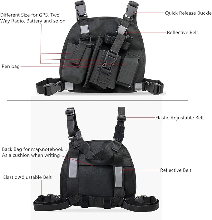 abcGoodefg Radio Chest Harness Chest Front Pack Pouch