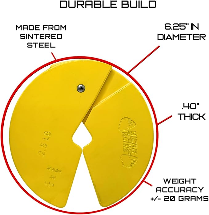 Micro Gainz Dumbbell Fractional 2.5 lb Weight Plate, Ideal for Micro Loading, (Choose Color) 4 Piece Fractional Weight Plates, Designed for Dumbbell Training, Made In USA