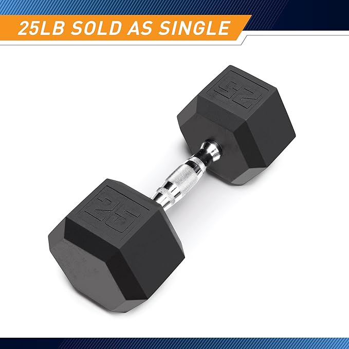 Marcy Rubber Hex Dumbbell - Available for 25lb - 50lb