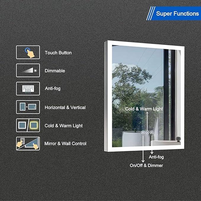 24 x 32 in LED Lighted Rectangle Bathroom (D123-2432B),C-N031