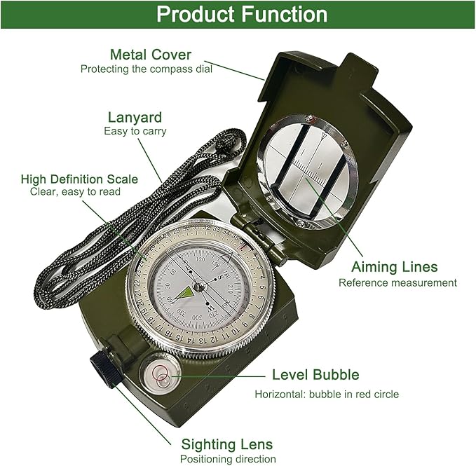 Military Compass, JYEASTZ Compass Military Grade for Hiking