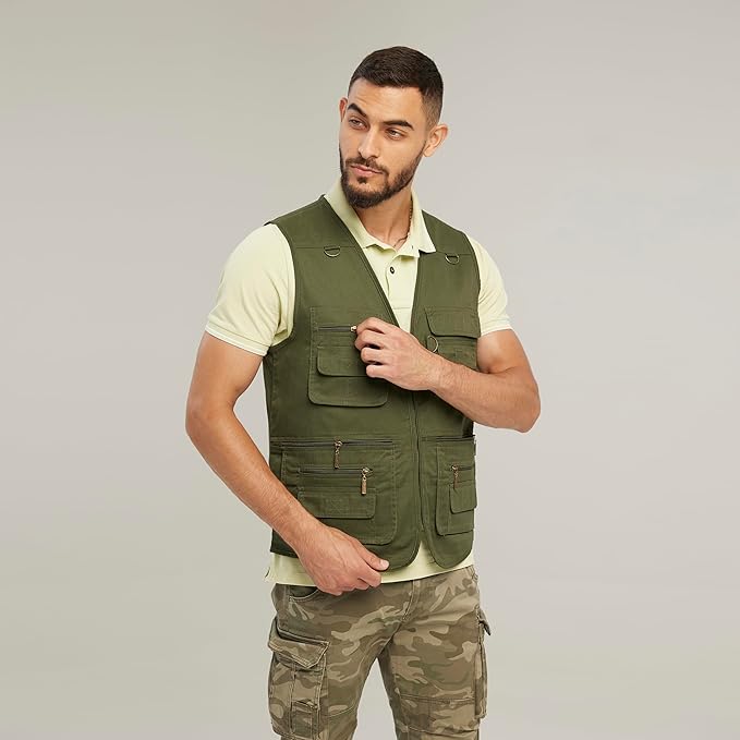 Men's Utility Work Hunting Travel Fishing Multi-Pockets Outdoor Vests