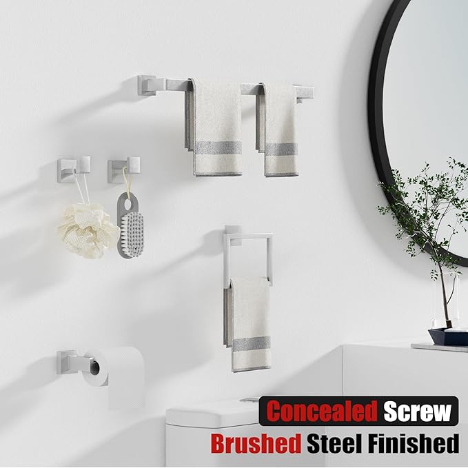5-Pieces Brushed Nickel Bathroom Accessories Set 23.6 Inch