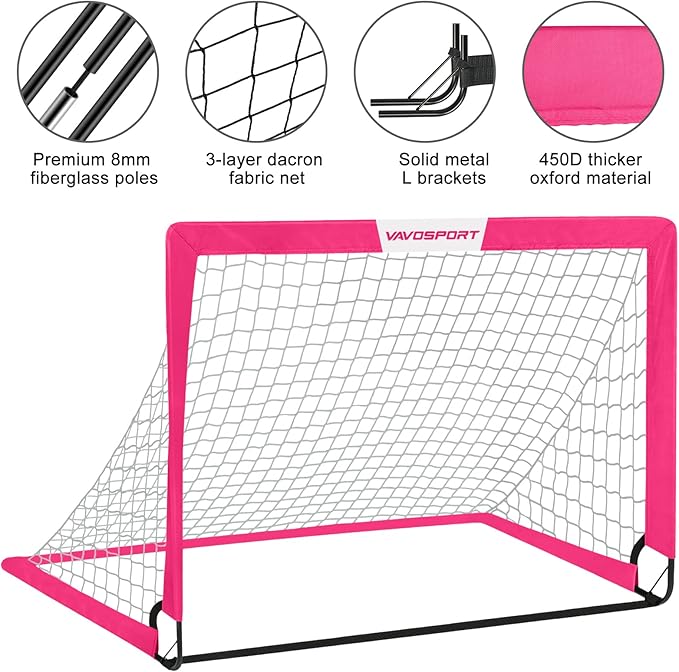Kids Soccer Goals for Backyard Set - 2 4' x 3' Portable
