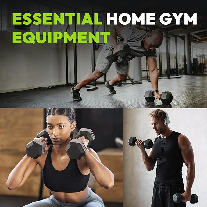 Hex Dumbbell Set, 30-480 lb Set Rubber Encased Exercise & Fitness Dumbbells, Weights Dumbbells Set, Hand Weight for Strength Training