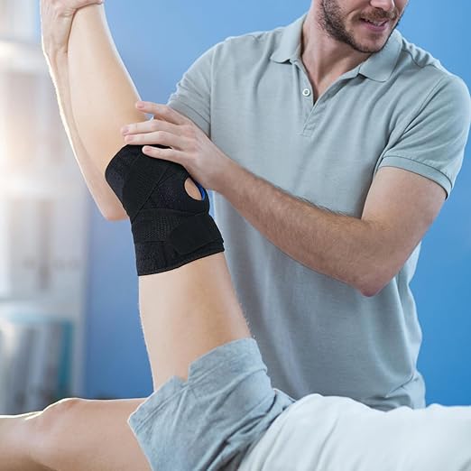 Luwint Plus Size Neoprene Knee Brace, Open Patella Stabilizer with Adjustable Straps Knee Pads Support for Arthritis, ACL, Relieves Pain, Basketball, Sports, 1 Piece