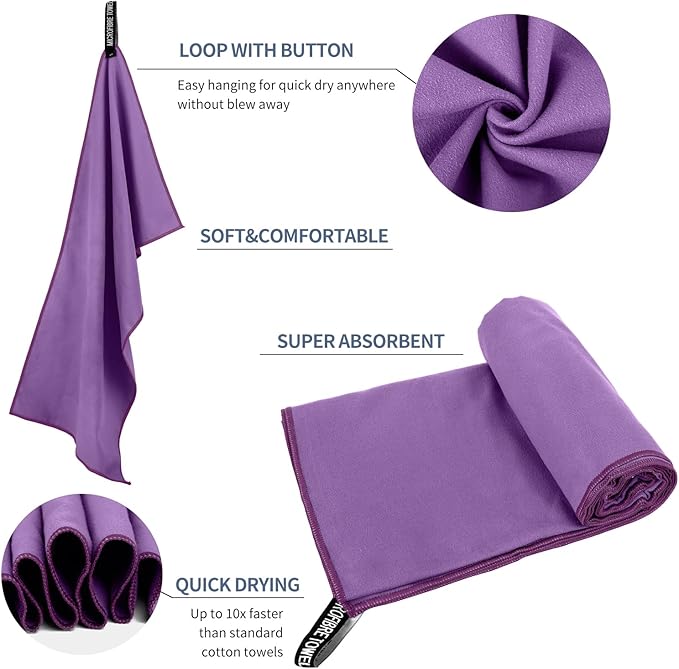 Microfiber Travel Towel (XL:30"×60" -Purple)