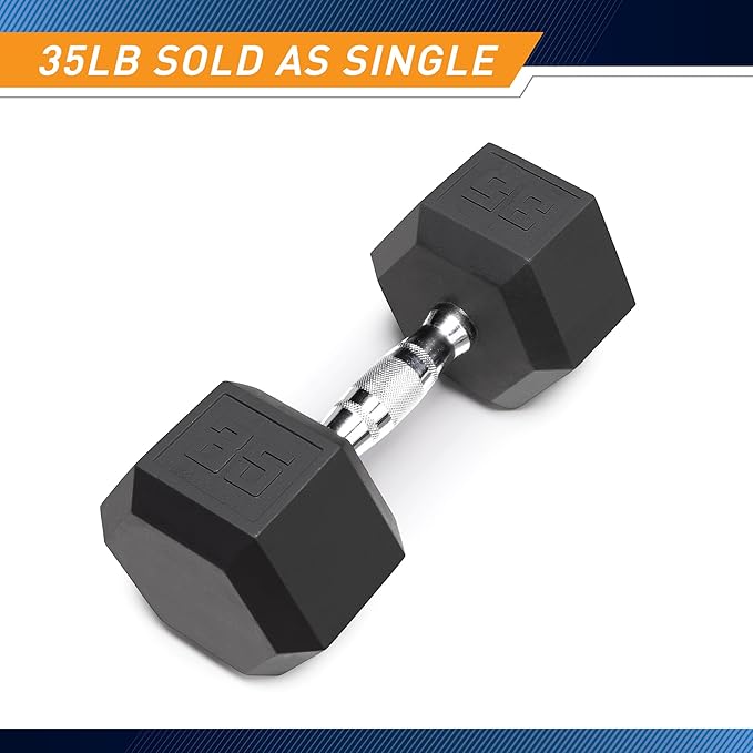 Marcy Rubber Hex Dumbbell - Available for 25lb - 50lb