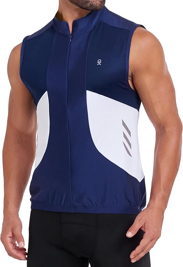 Little Donkey Andy Men's Half Zip Breathable Cycling Vests Reflective Sleeveless Jerseys Lightweight Bicycle Running